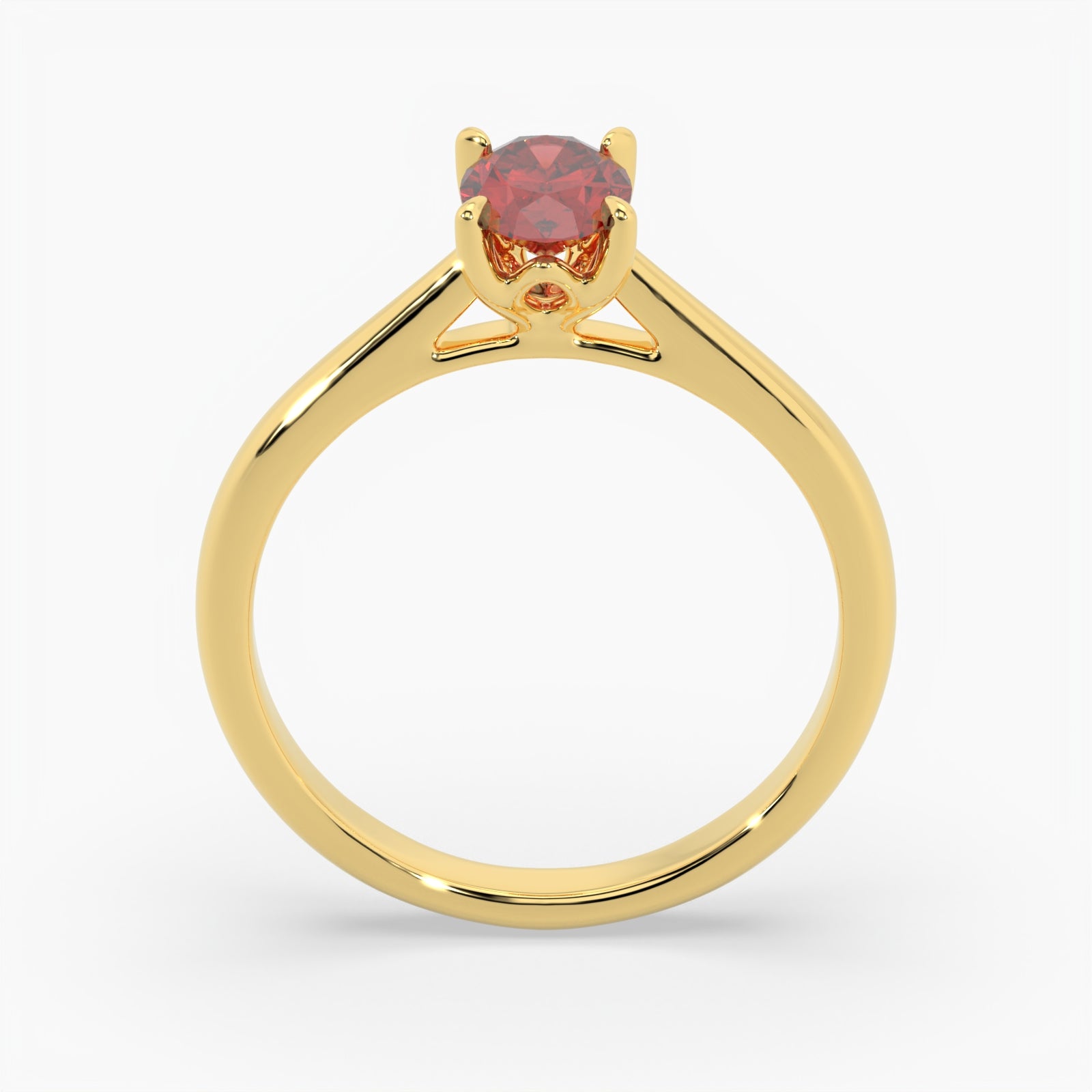 Oval Ruby Yellow Gold Engagement Ring, Lotus Cathedral Solitaire | RX10001RU