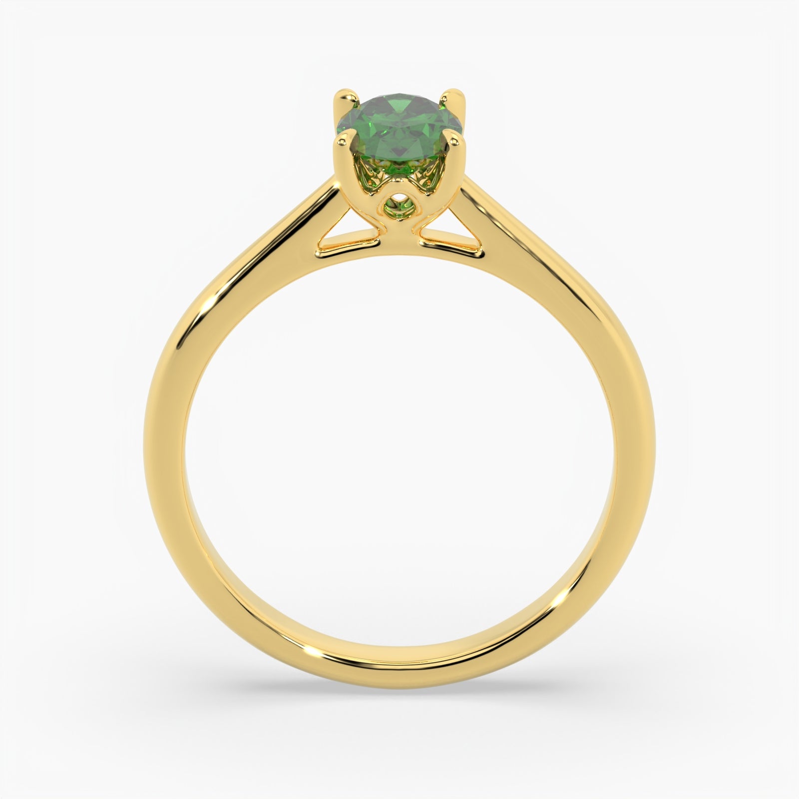 Oval Emerald Yellow Gold Engagement Ring, Lotus Cathedral Solitaire | RX10001EM