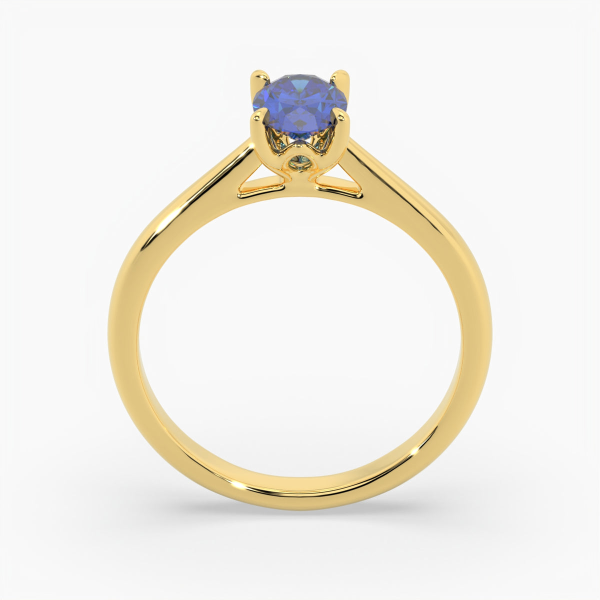 Oval Blue Sapphire Yellow Gold Engagement Ring, Lotus Cathedral Solitaire | RX10001SA