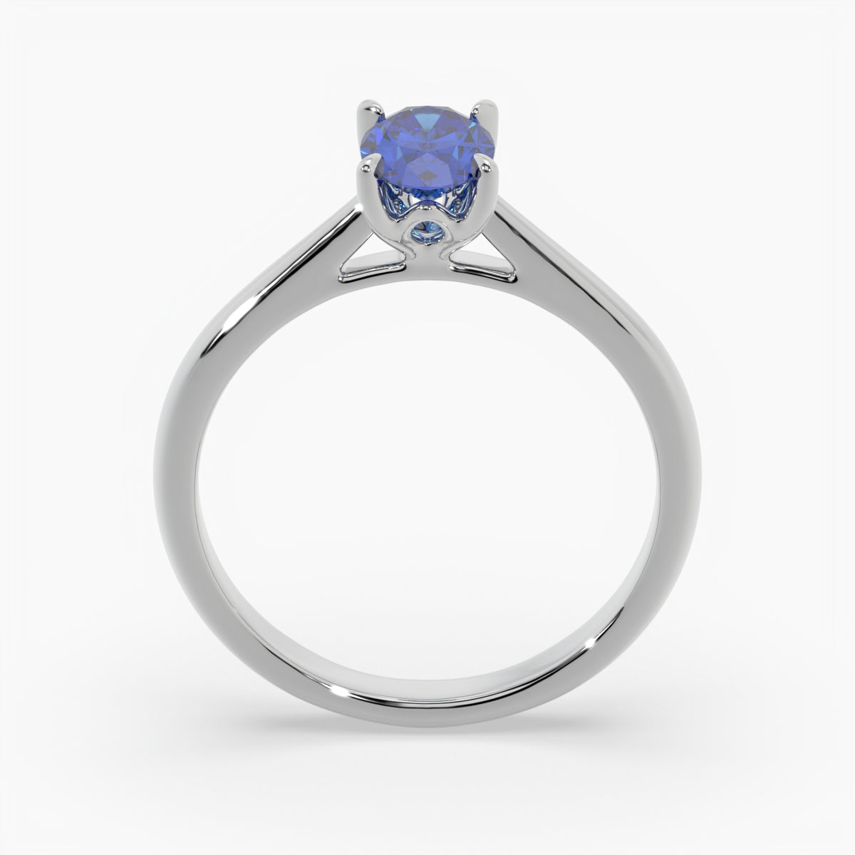 Oval Blue Sapphire Platinum Engagement Ring, Lotus Cathedral Solitaire | RX10001SA