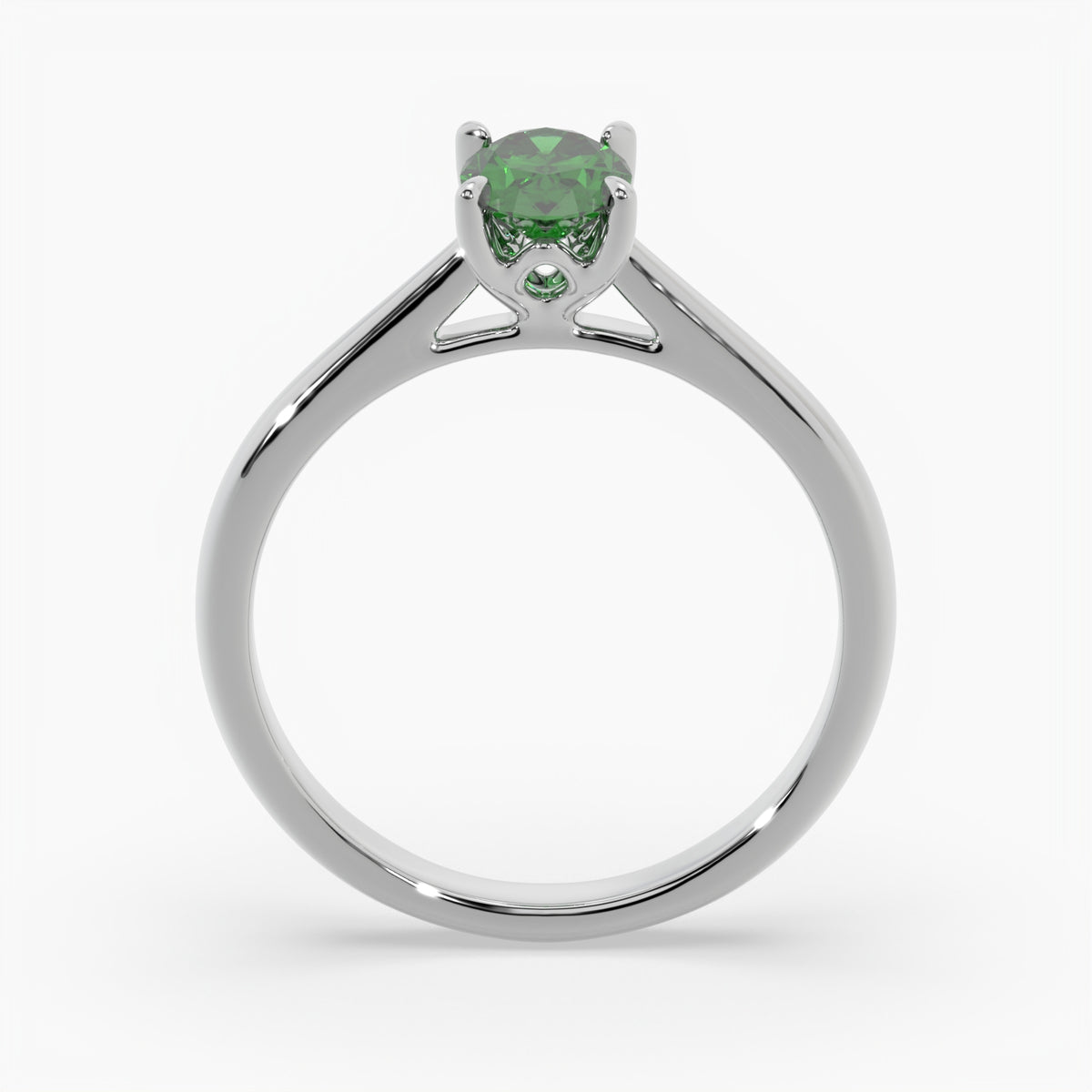 Oval Emerald Platinum Engagement Ring, Lotus Cathedral Solitaire | RX10001EM