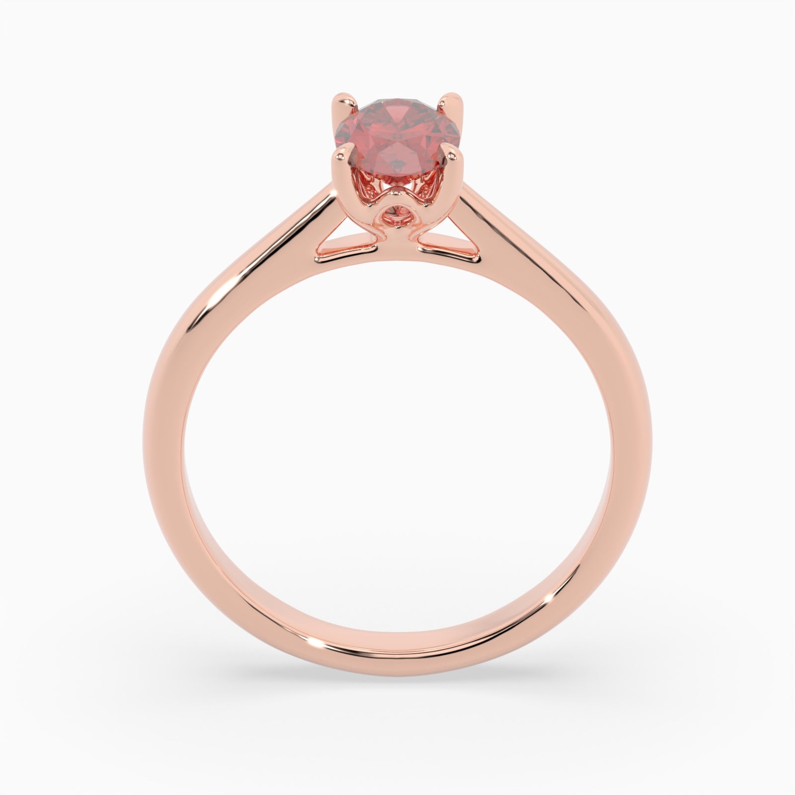 Oval Ruby Rose Gold Engagement Ring, Lotus Cathedral Solitaire | RX10001RU