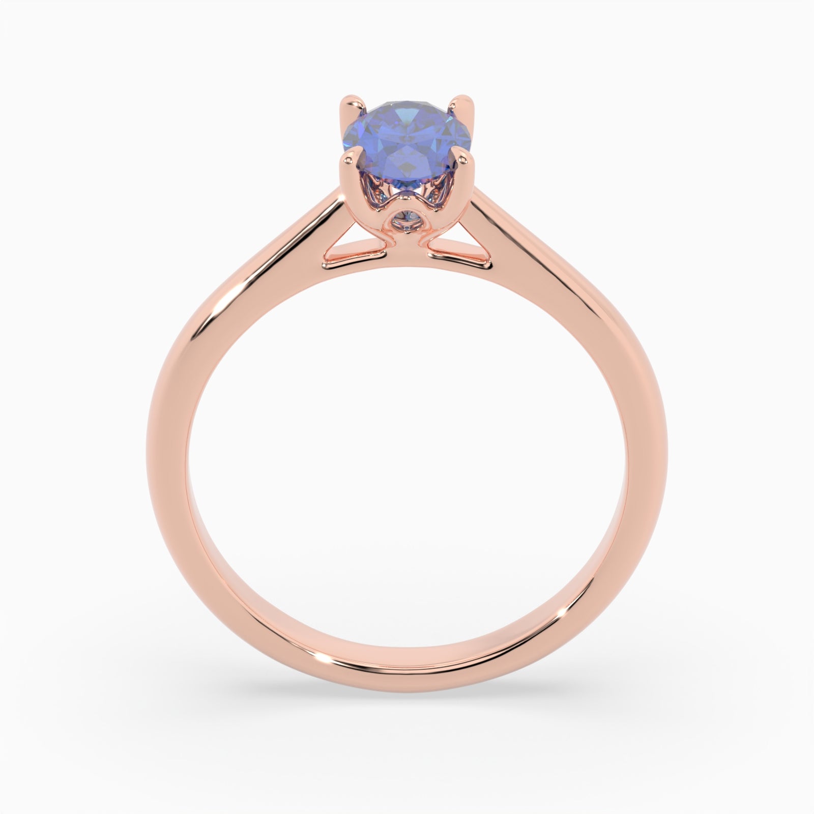 Oval Blue Sapphire Rose Gold Engagement Ring, Lotus Cathedral Solitaire | RX10001SA