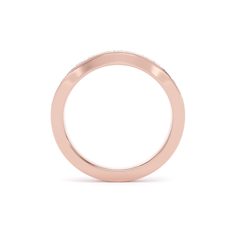 Round & Baguette Diamond Rose Gold Ring, Entwined Band Half Eternity | ET1228