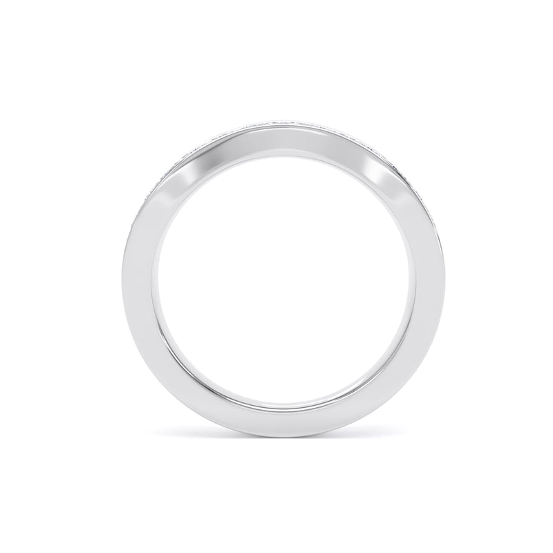 Round & Baguette Diamond Platinum Ring, Entwined Band Half Eternity | ET1228