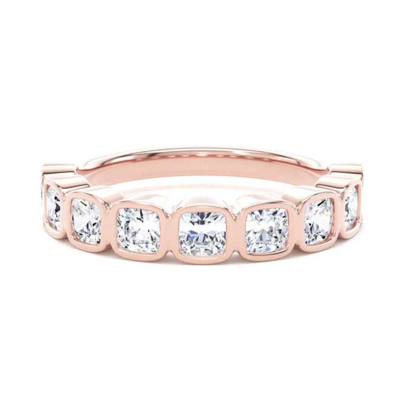 Cushion Diamond Ring, Bezel Set Half Eternity | ET1235