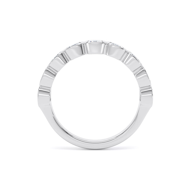 Cushion Diamond Platinum Ring, Bezel Set Half Eternity | ET1235
