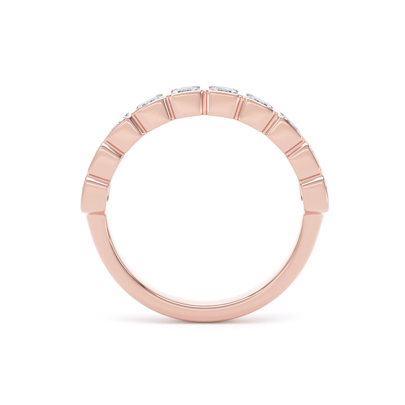 Emerald Diamond Rose Gold Ring, Bezel Set Half Eternity | ET1232