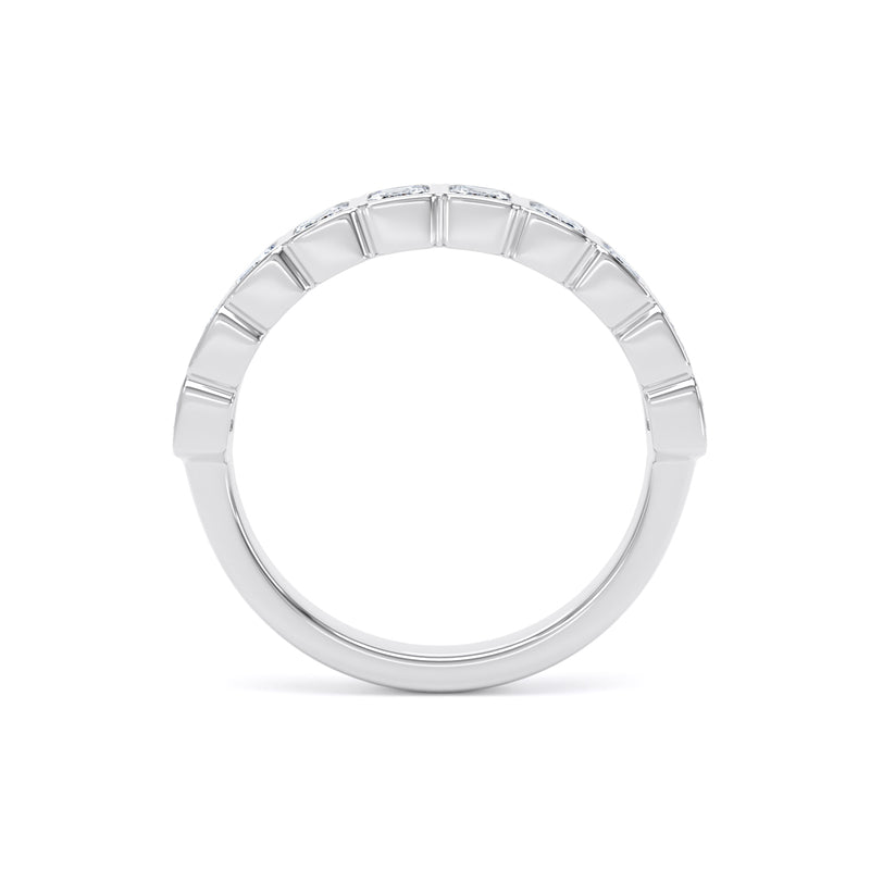 Emerald Diamond Platinum Ring, Bezel Set Half Eternity | ET1232