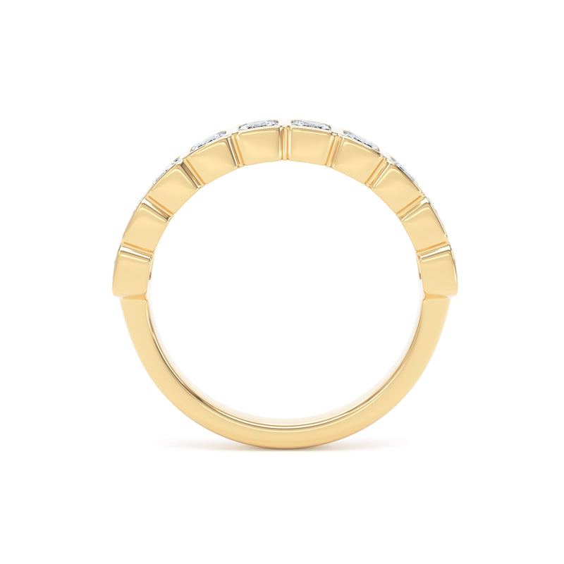 Emerald Diamond Yellow Gold Ring, Bezel Set Half Eternity | ET1232