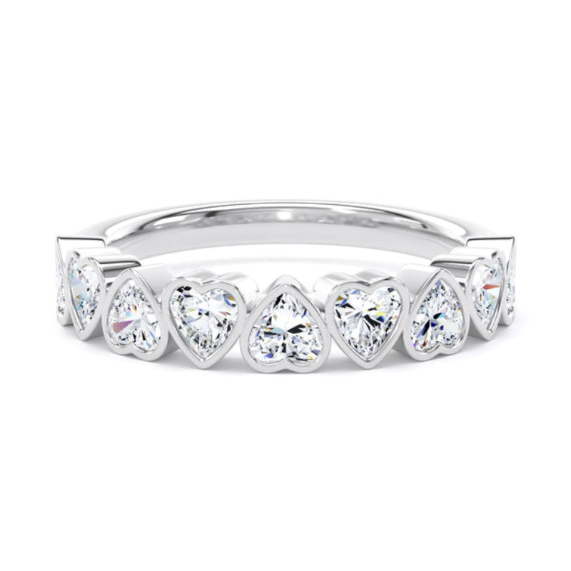 Heart Diamond Ring, Bezel Set Half Eternity | ET1236