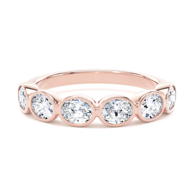 Oval Diamond Ring, Landscape Bezel Set Half Eternity | ET1233