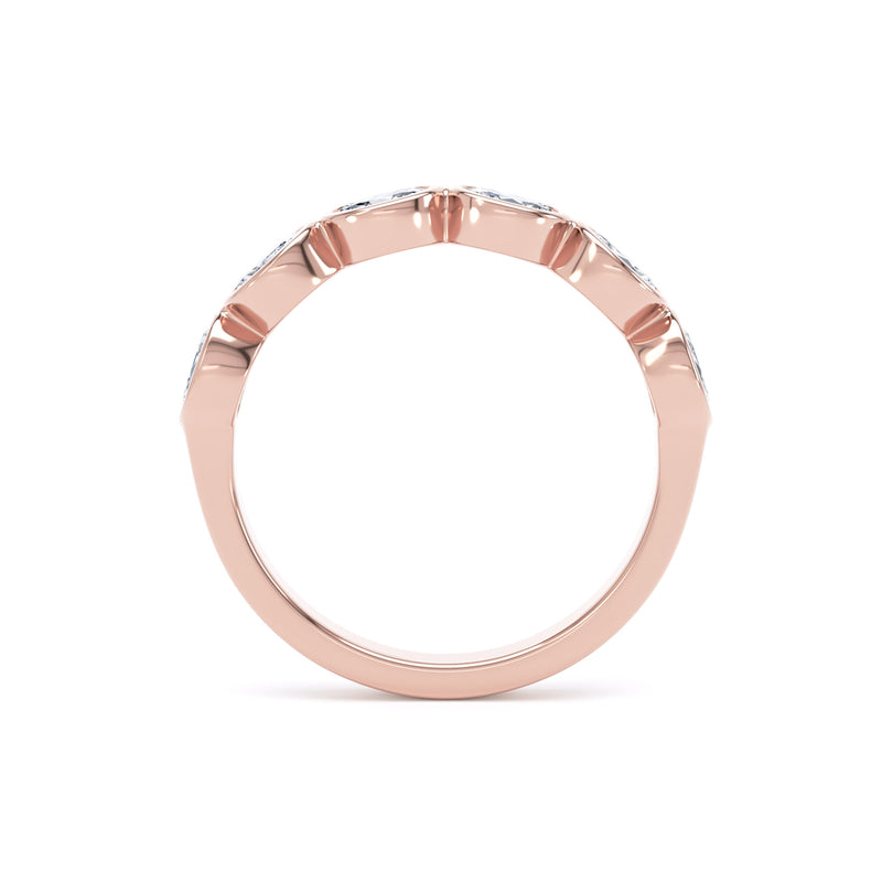 Oval Diamond Rose Gold Ring, Landscape Bezel Set Half Eternity | ET1233