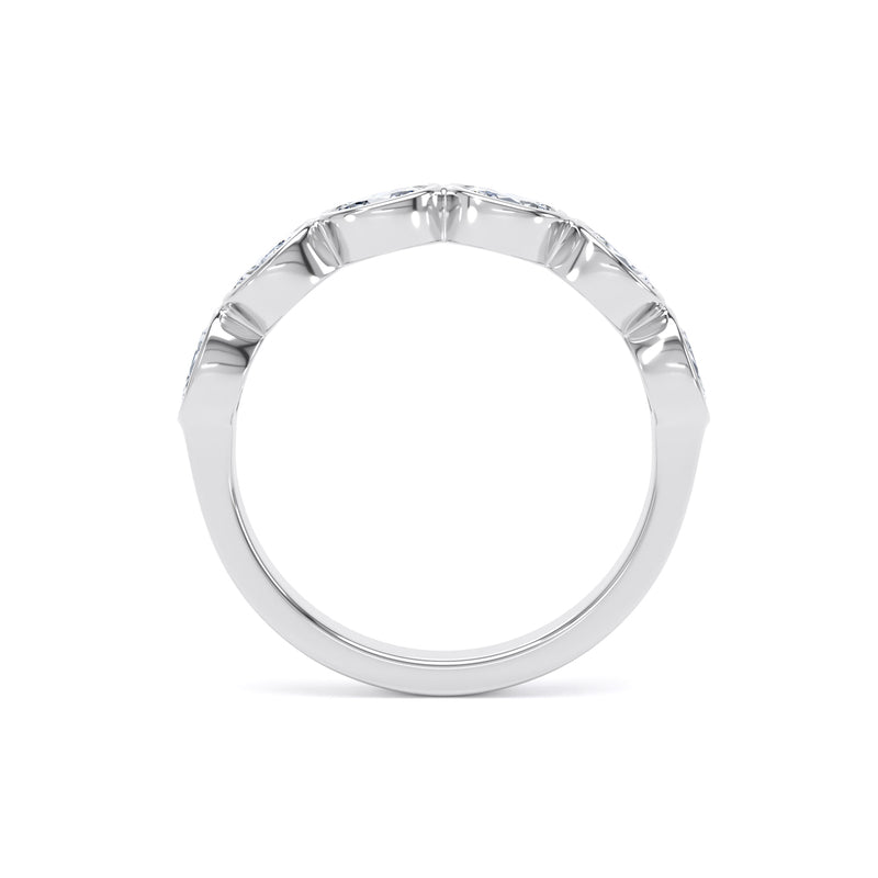 Oval Diamond White Gold Ring, Landscape Bezel Set Half Eternity | ET1233
