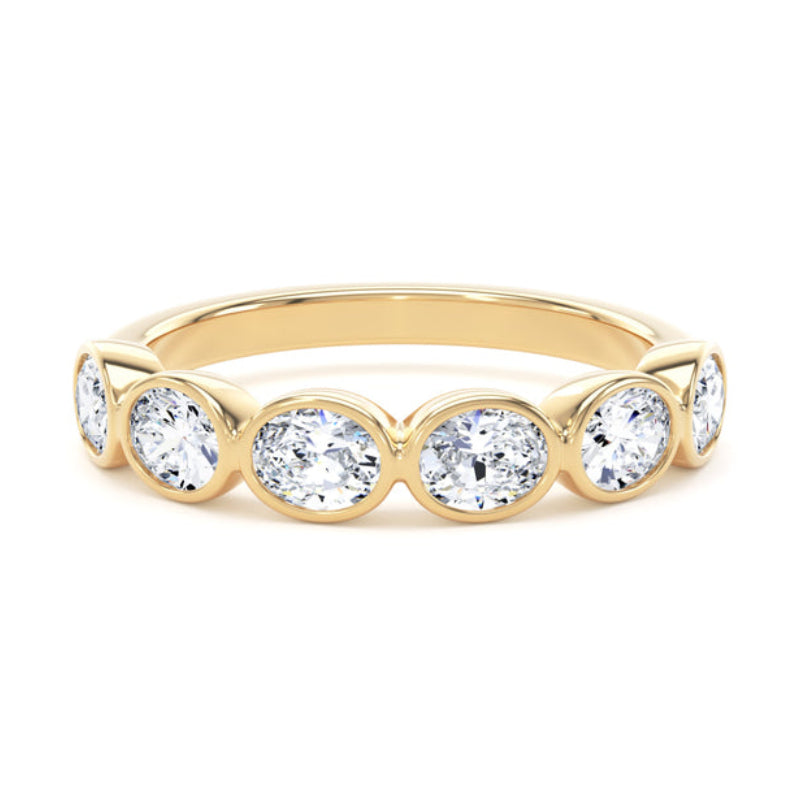 Oval Diamond Ring, Landscape Bezel Set Half Eternity | ET1233