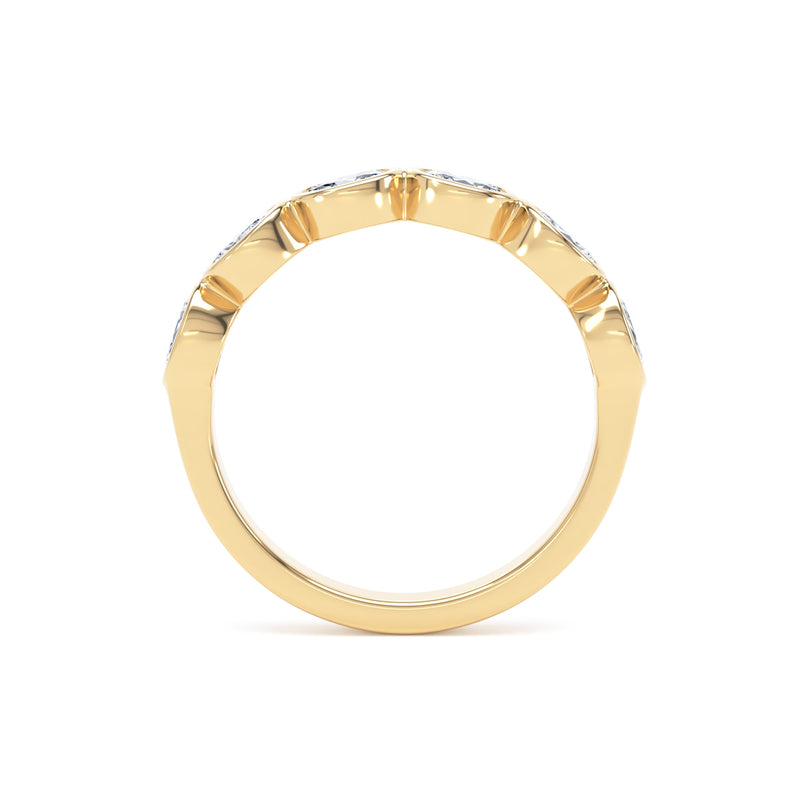Oval Diamond Yellow Gold Ring, Landscape Bezel Set Half Eternity | ET1233