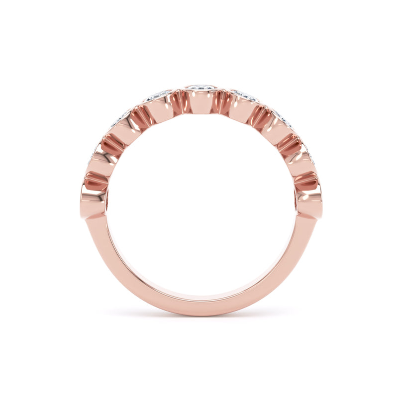 Oval Diamond Rose Gold Ring, Bezel Set Half Eternity | ET1234
