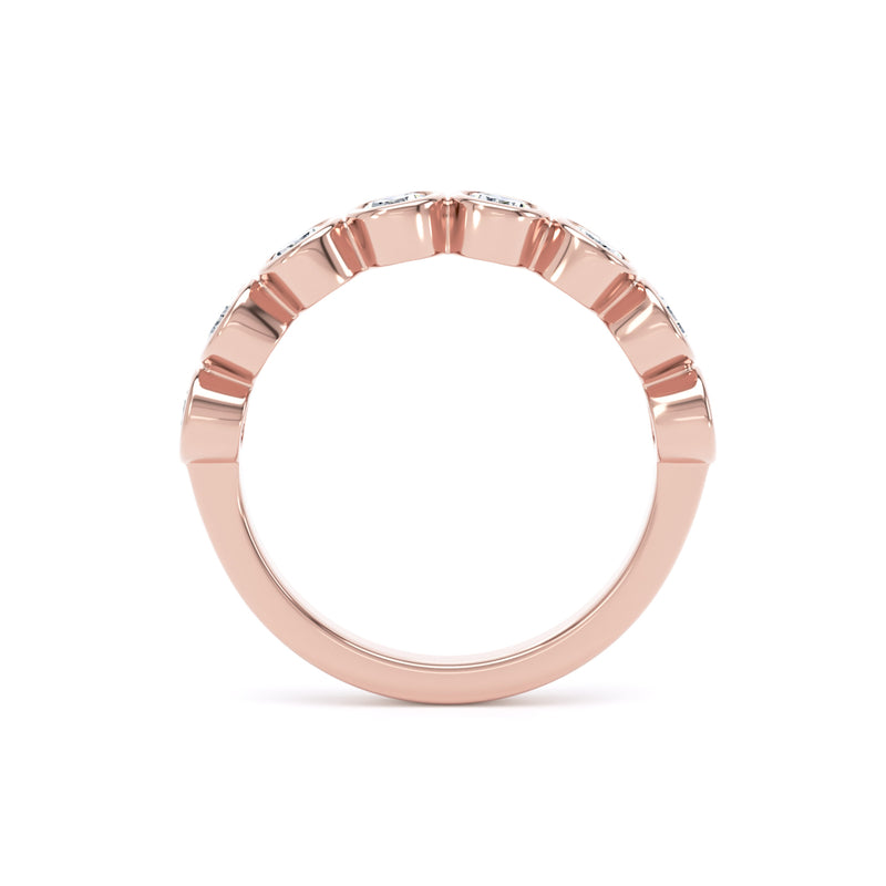 Round Diamond Rose Gold Ring, Bezel Set Half Eternity | ET1231