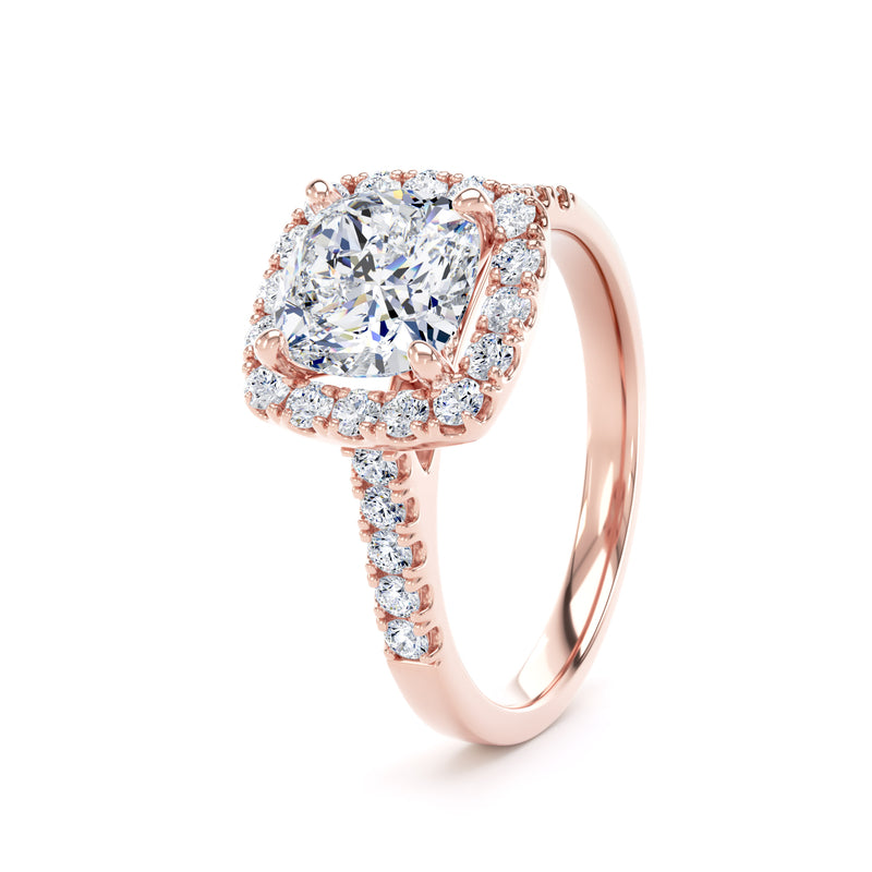 Halo Ring | Rose Gold, Cushion Diamond | SMC CHS01