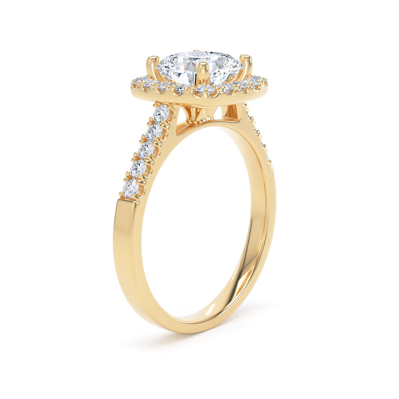 Halo Ring | Yellow Gold, Cushion Diamond | SMC CHS01
