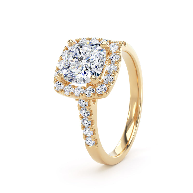 Halo Ring | Yellow Gold, Cushion Diamond | SMC CHS01
