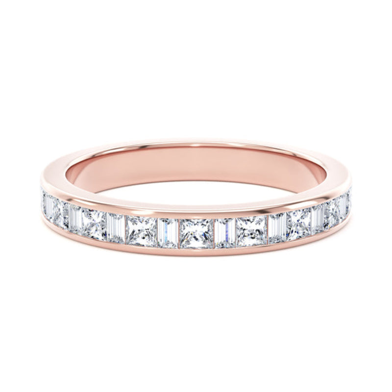 Princess & Baguette Diamond Ring, Channel Set Half Eternity | ET1209