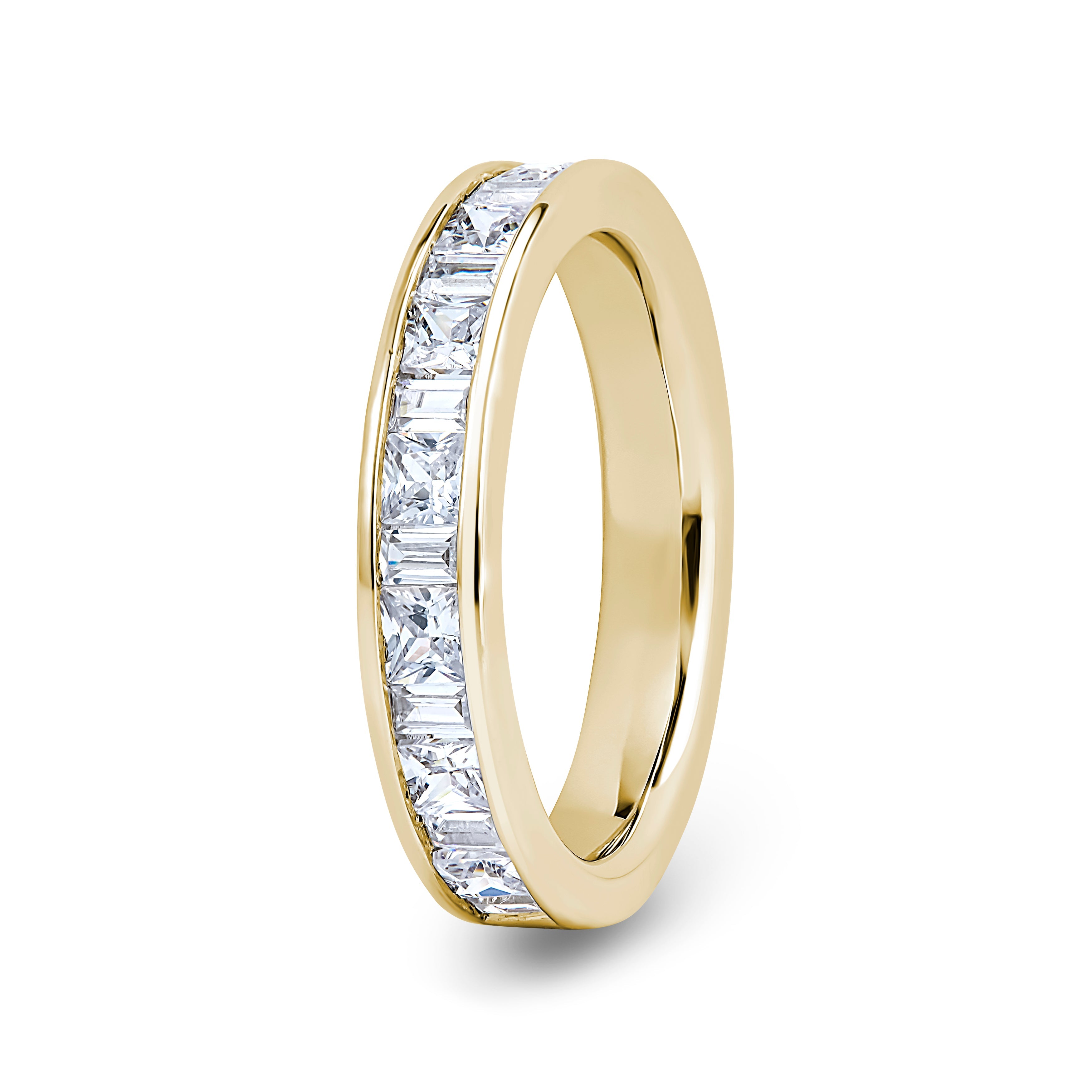 Princess & Baguette, Channel, Yellow Gold Half Set Eternity Ring