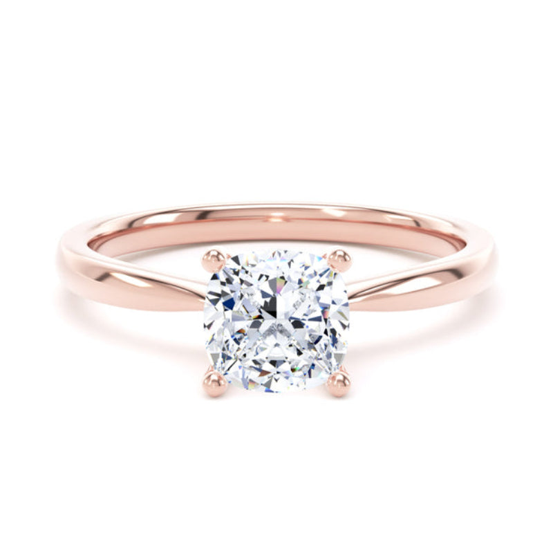 Cushion Solitaire Rose Gold Ring, 4 Claw Open Gallery | LGC CPP01