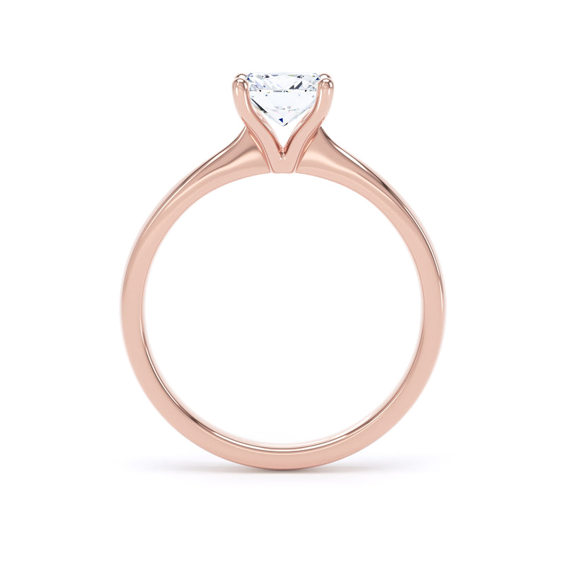Cushion Solitaire Rose Gold Ring, 4 Claw Open Gallery | LGC CPP01