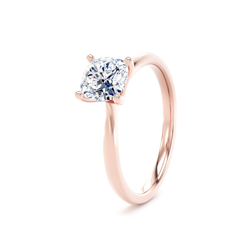 Cushion Solitaire Rose Gold Ring, 4 Claw Open Gallery | LGC CPP01