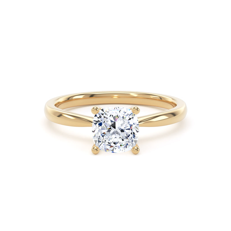 Cushion Solitaire Yellow Gold Ring, 4 Claw Open Gallery | SMC CPP01