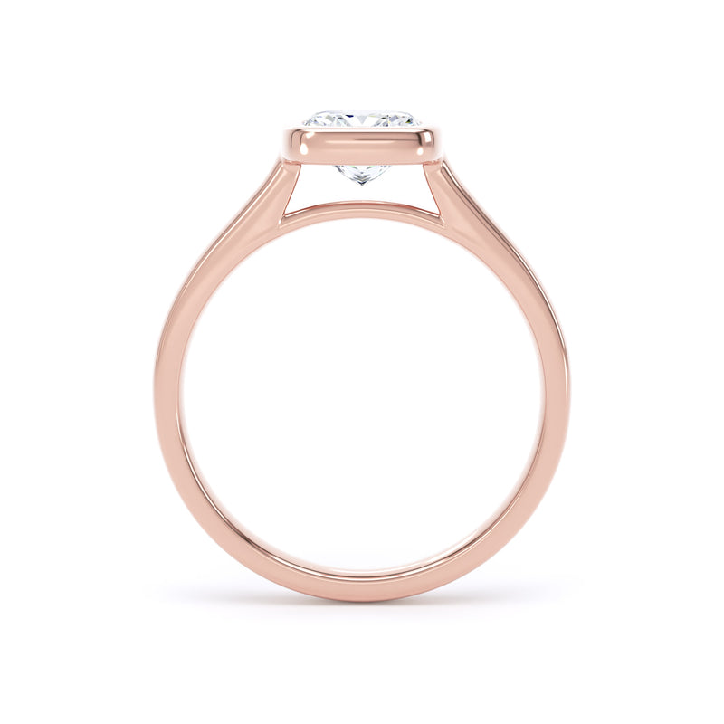 Cushion Solitaire Rose Gold Ring, Bezel Set | SMC CPP02