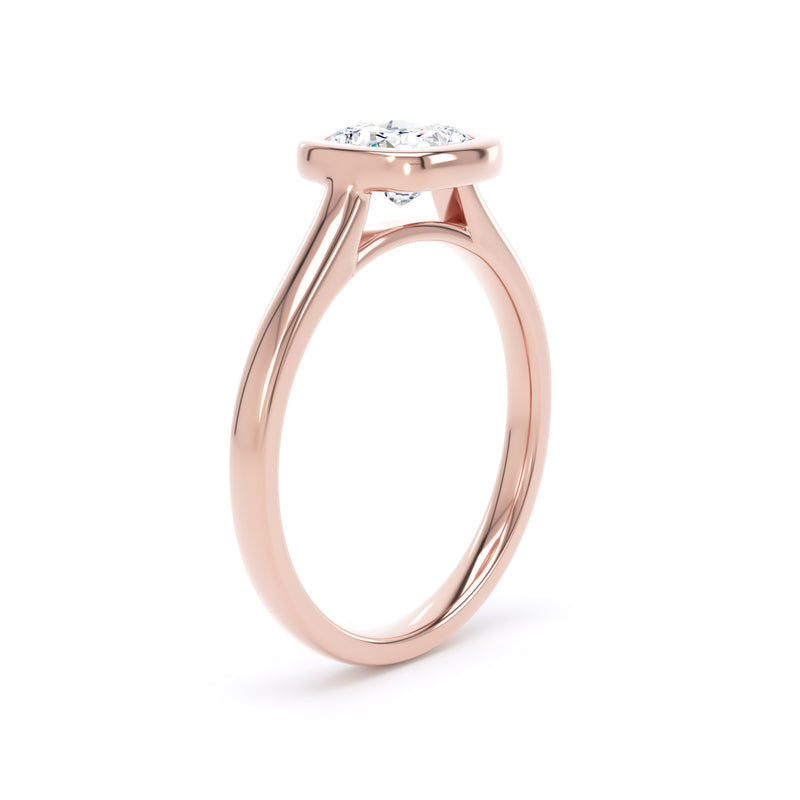 Cushion Solitaire Rose Gold Ring, Bezel Set | SMC CPP02