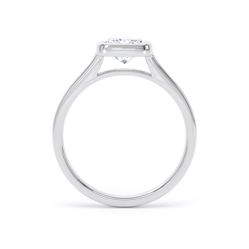 Cushion Solitaire White Gold Ring, Bezel Set | SMC CPP02