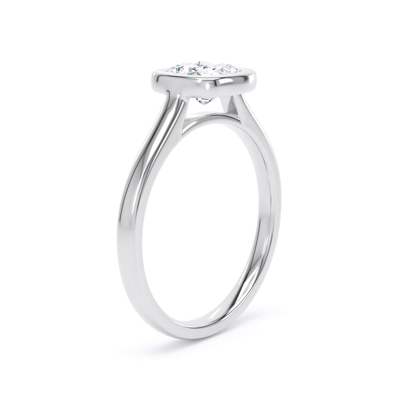 Cushion Solitaire White Gold Ring, Bezel Set | SMC CPP02