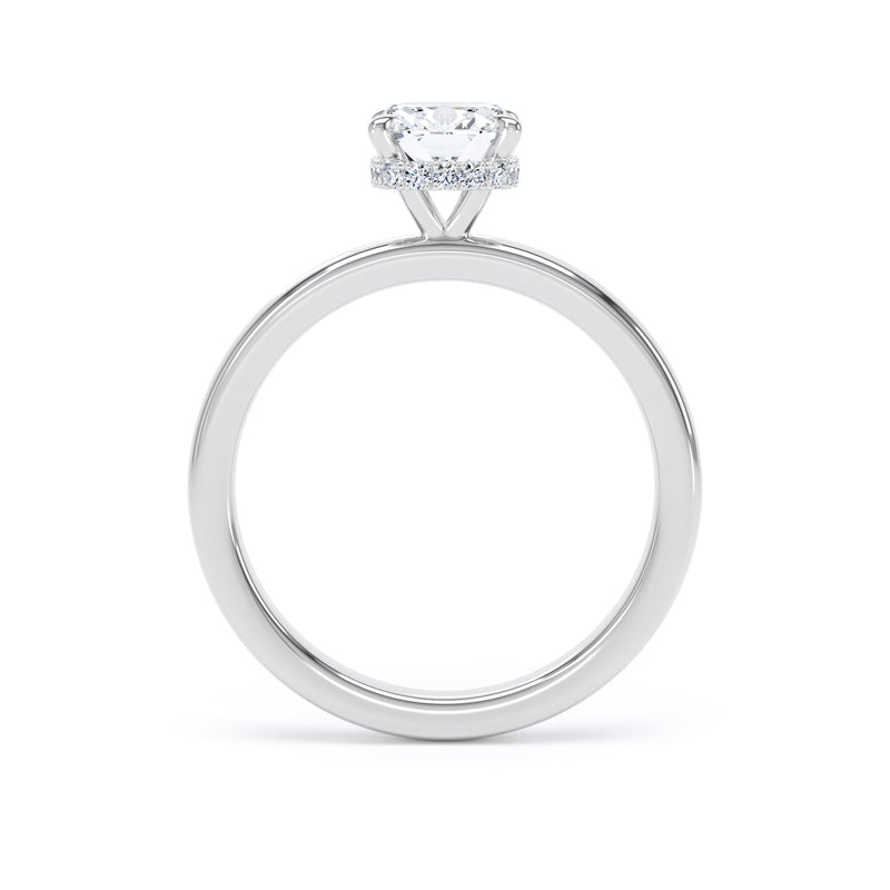 Round Hidden Halo White Gold Ring, Plain Band | LGR CPS01