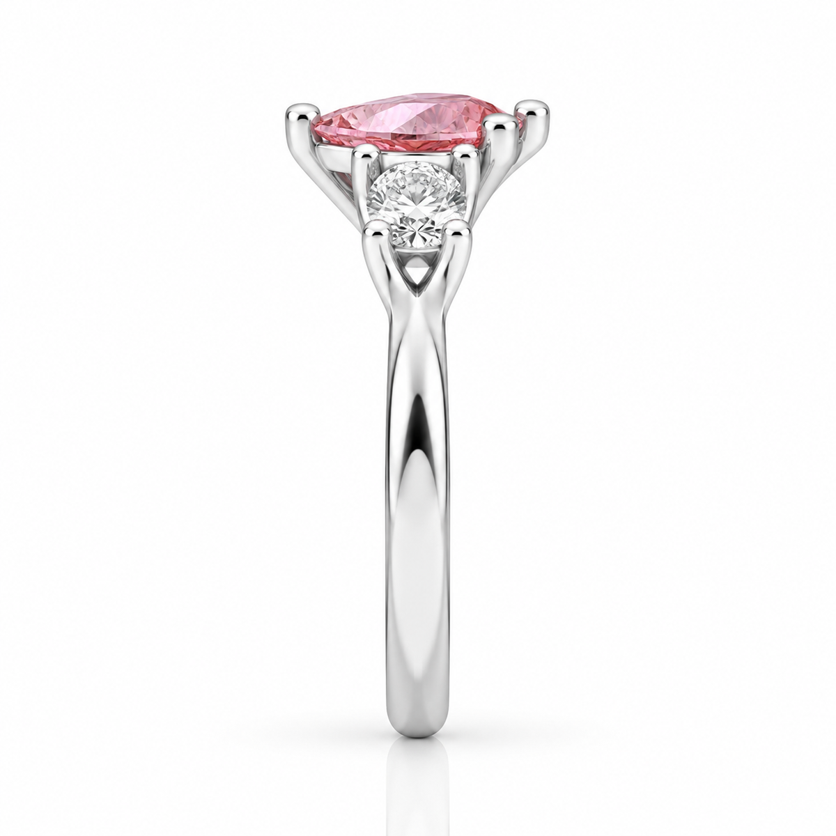 Pink Pear Diamond Engagement Ring, Claw Set Trilogy | R82313-PINK