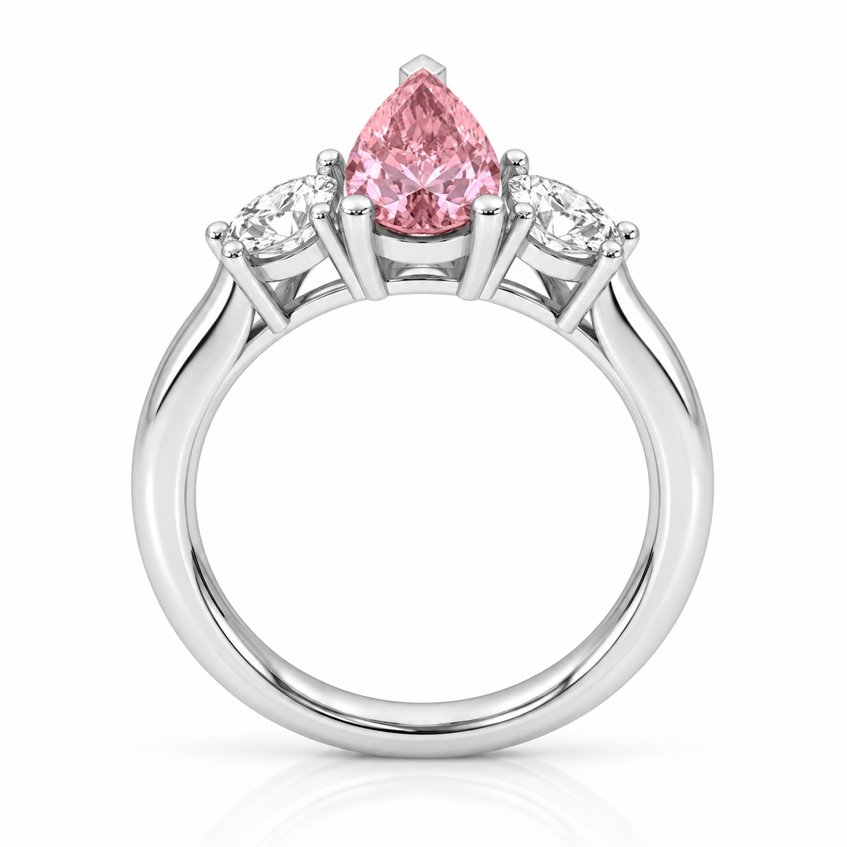 Pink Pear Diamond Engagement Ring, Claw Set Trilogy | R82313-PINK