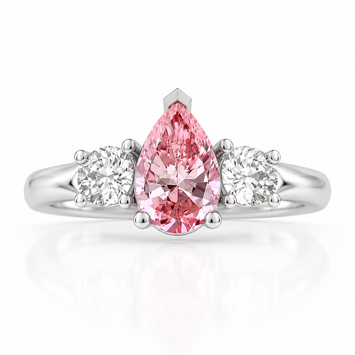 Pink Pear Diamond Engagement Ring, Claw Set Trilogy | R82313-PINK