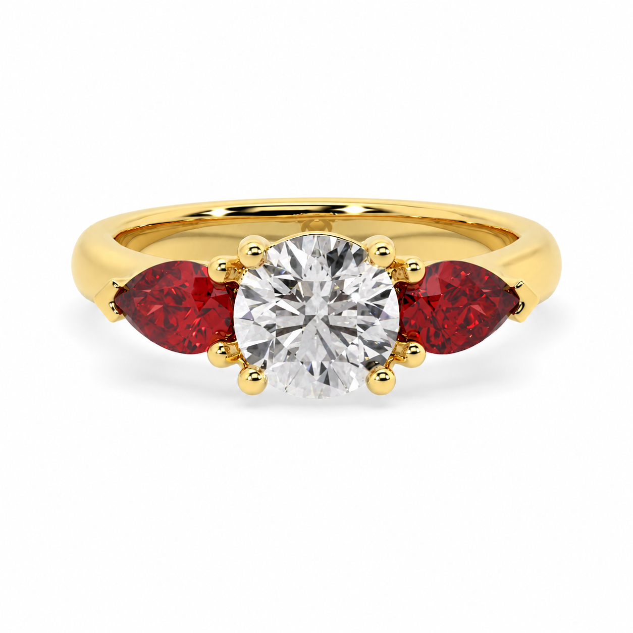Round & Pear Ruby Engagement Ring, Claw Set Trilogy | RX4831RU