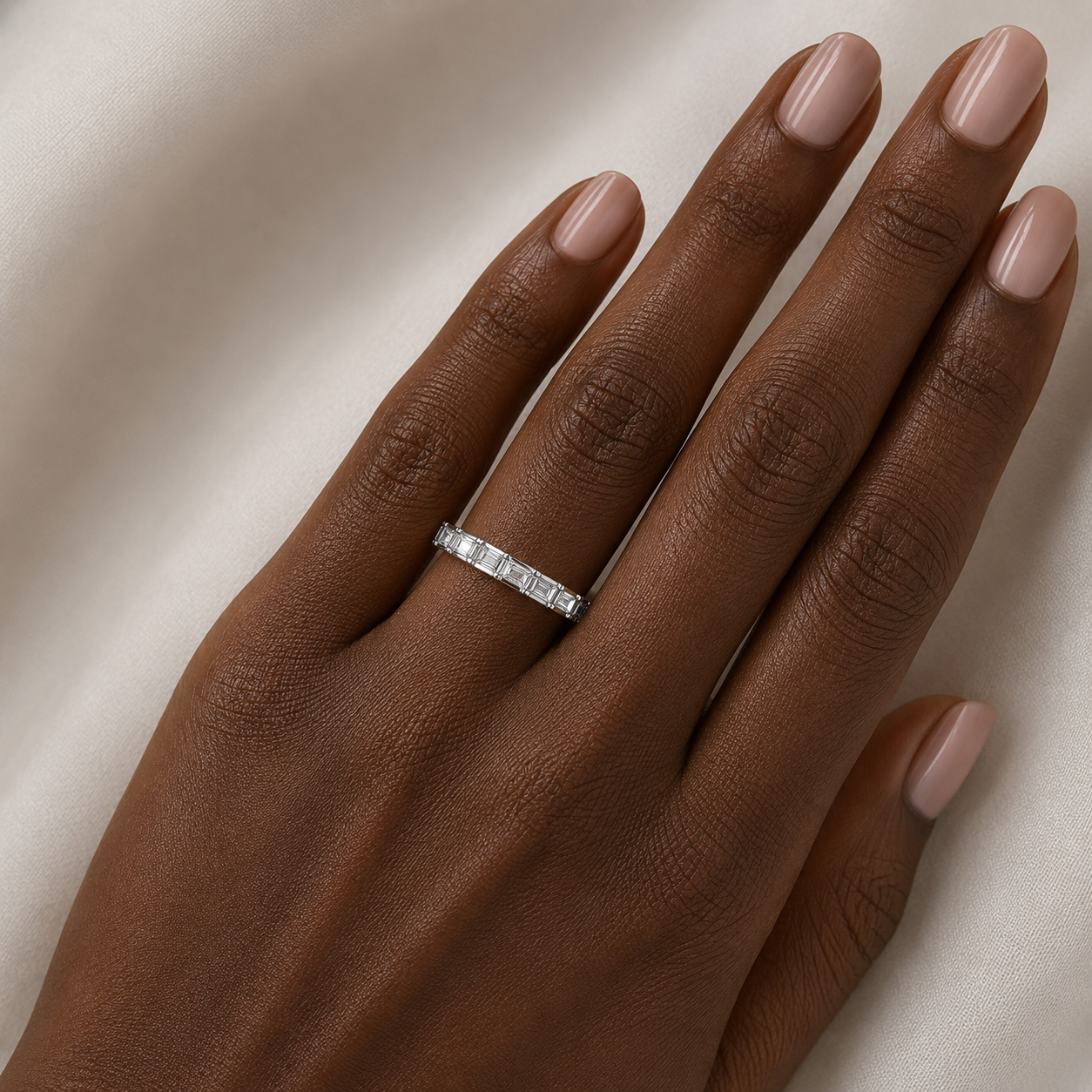 Baguette Diamond Ring, Landscape Claw Set Eternity Ring | ET1205