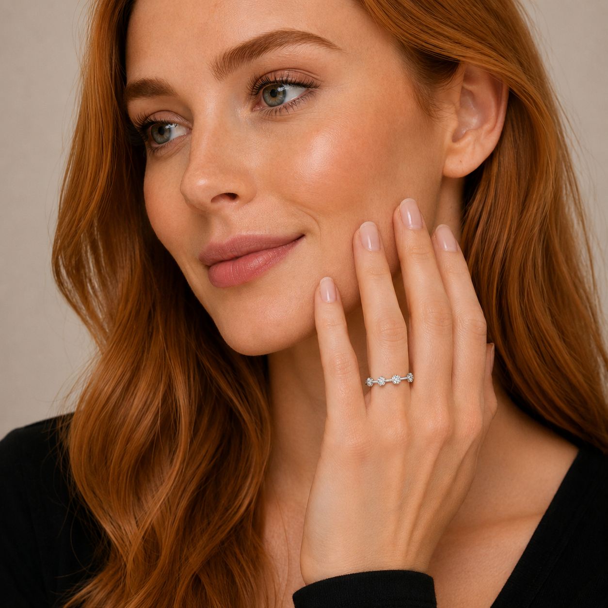 Round Diamond Ring, Spaced Diamonds Eternity Ring | ET1204