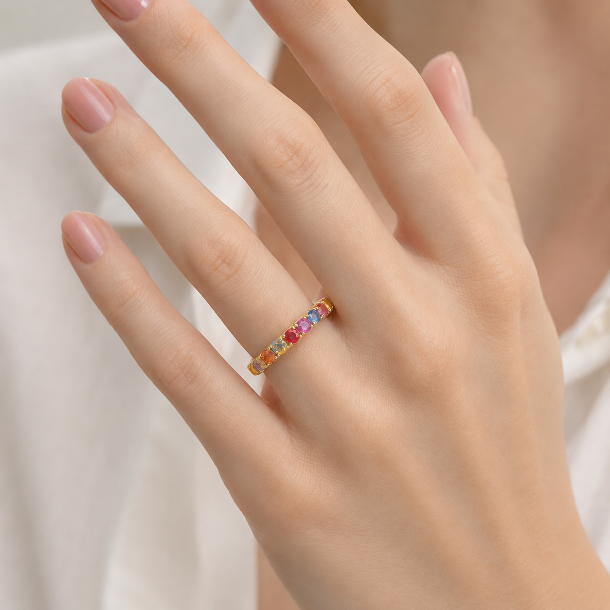 FLEX Multi Coloured Eternity Ring, Multi Coloured Sapphires | FLEX136