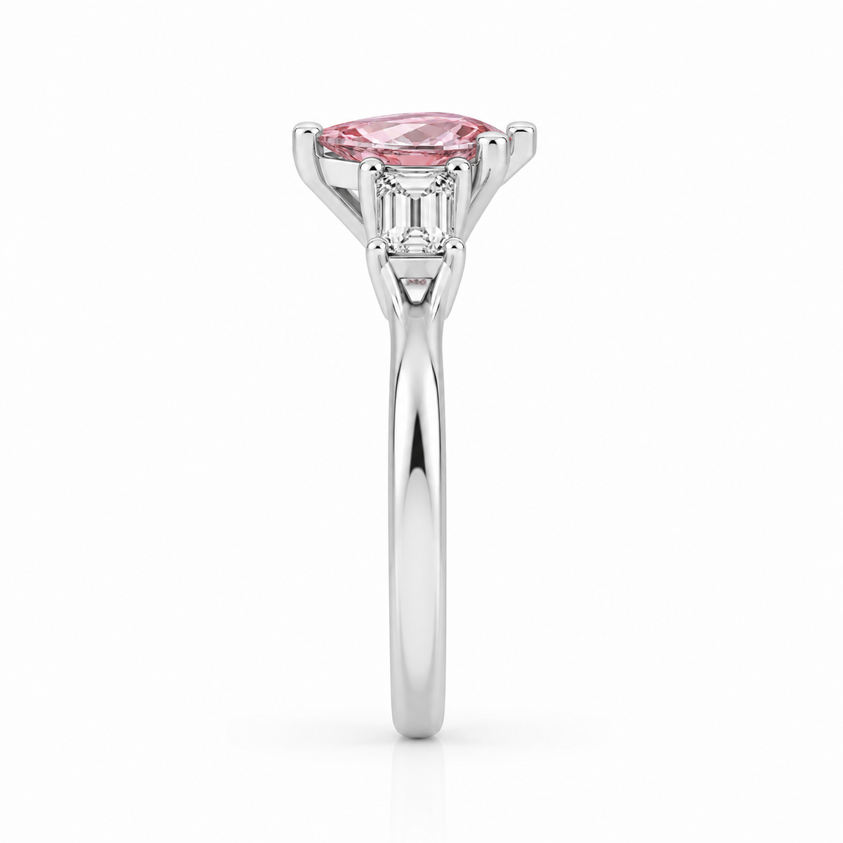 Pink Pear Diamond Engagement Ring, Claw Set Trilogy | R82311-PINK