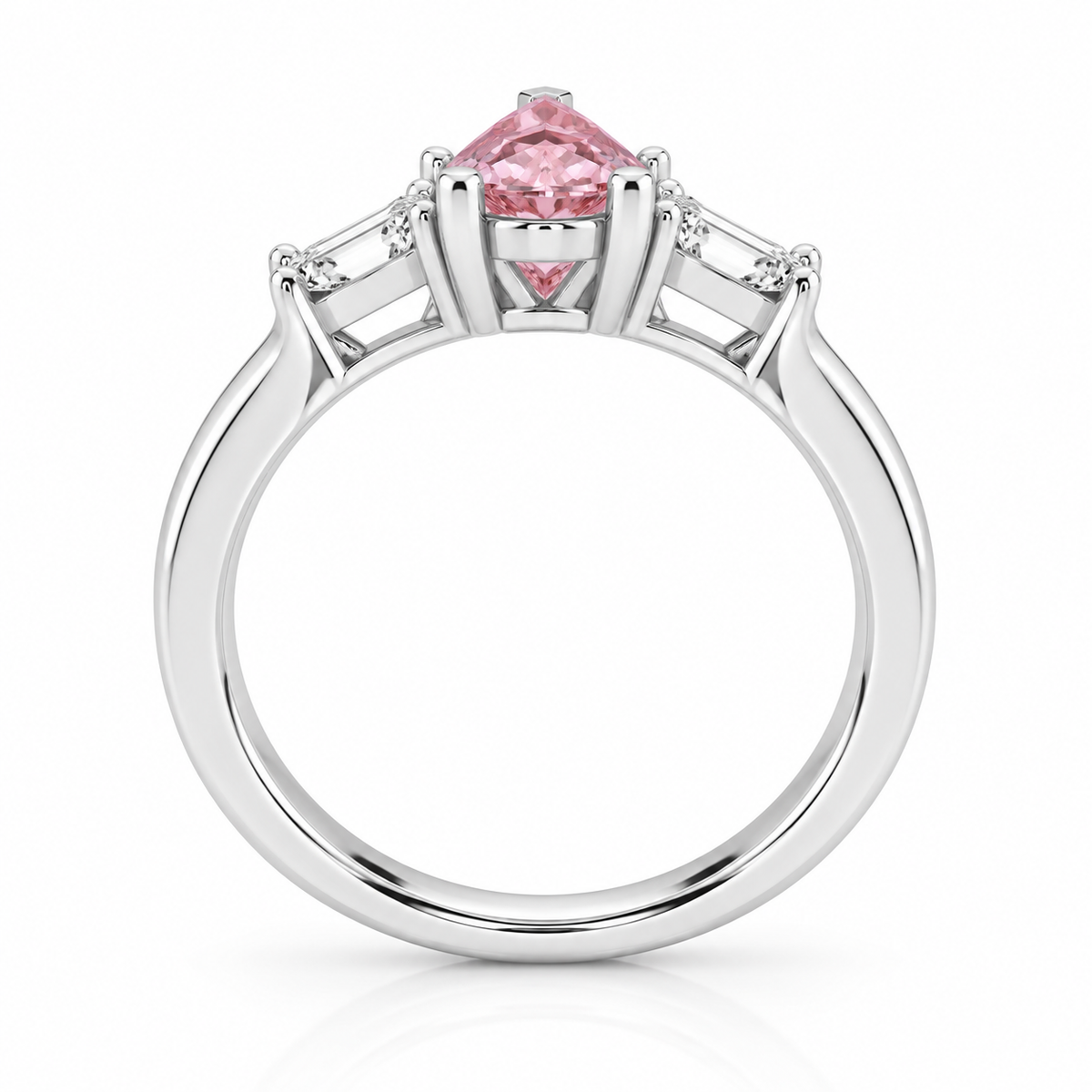 Pink Pear Diamond Engagement Ring, Claw Set Trilogy | R82311-PINK