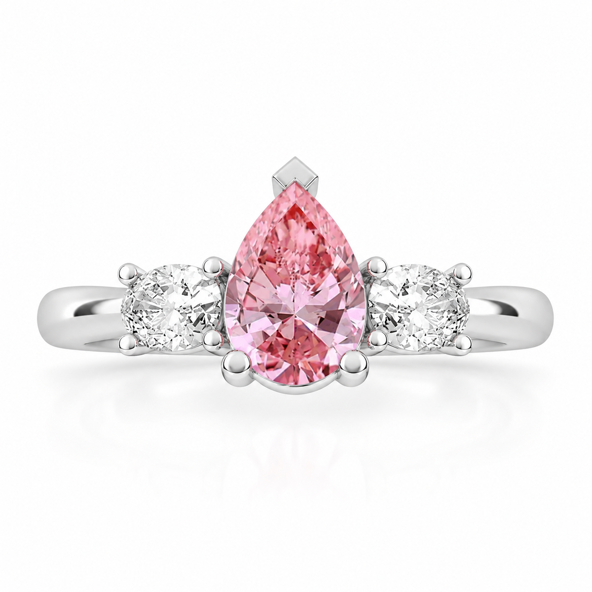 Pink Pear Diamond Engagement Ring, Claw Set Trilogy | R82312-PINK