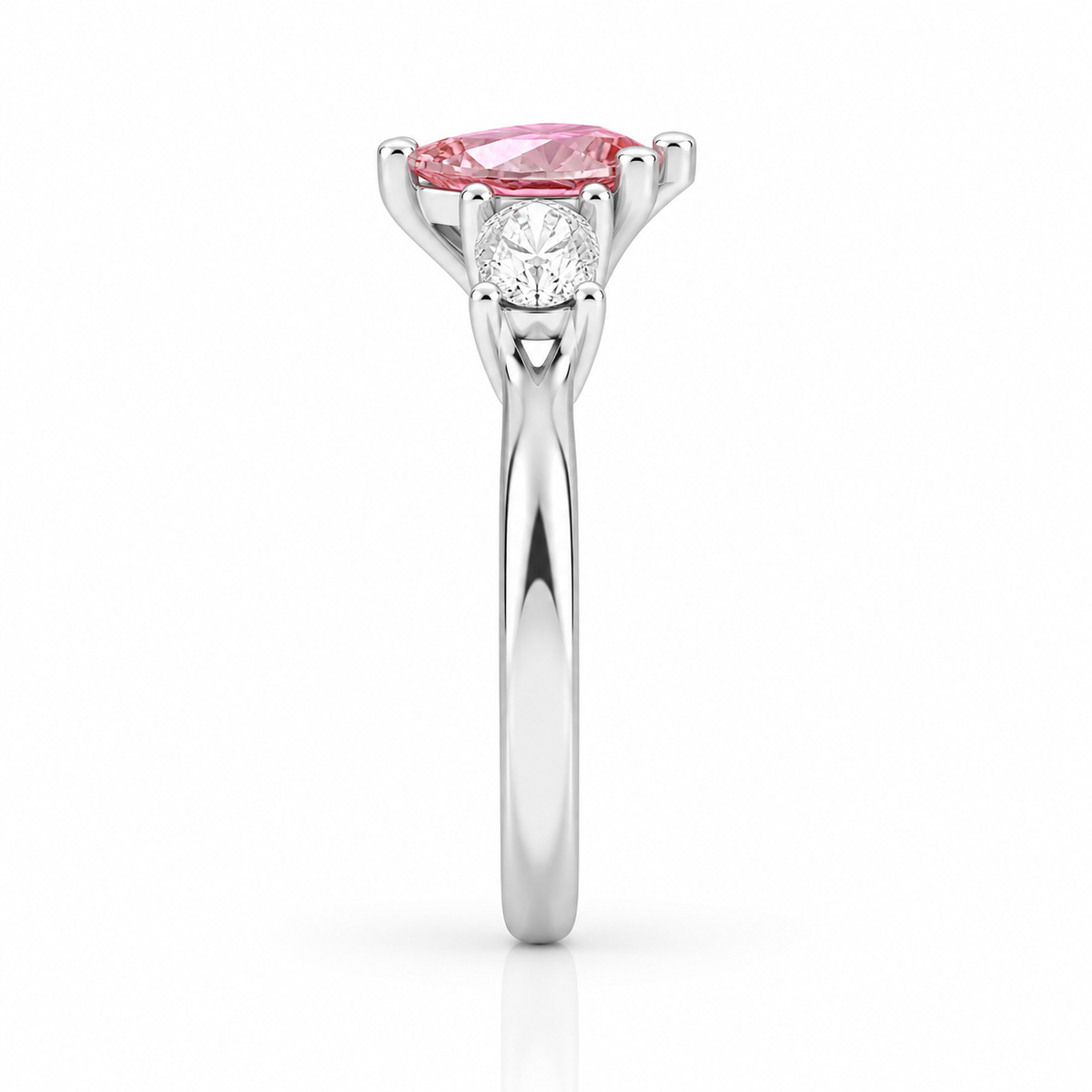 Pink Pear Diamond Engagement Ring, Claw Set Trilogy | R82312-PINK