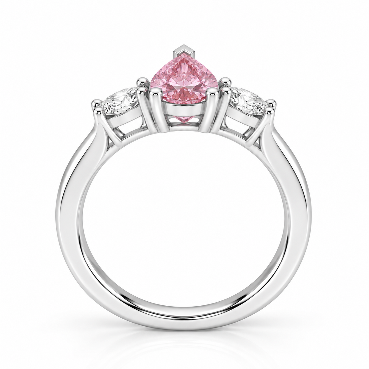 Pink Pear Diamond Engagement Ring, Claw Set Trilogy | R82312-PINK