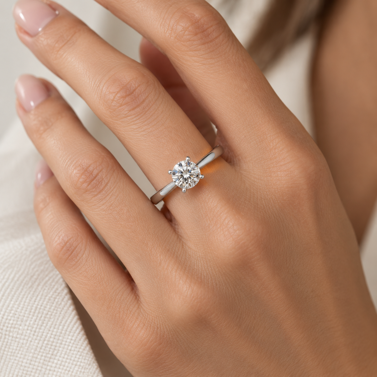 Round Diamond Engagement Ring, Cathedral 4 Prong Solitaire | RX4363-25P