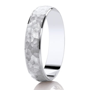 Gents Hammered White Gold Band | 140